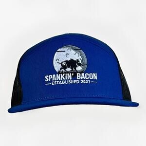 SPANKIN’ BACON Pig Hunt Mesh Snap Back Hunting Trucker Hat Cap- Blue Richardson